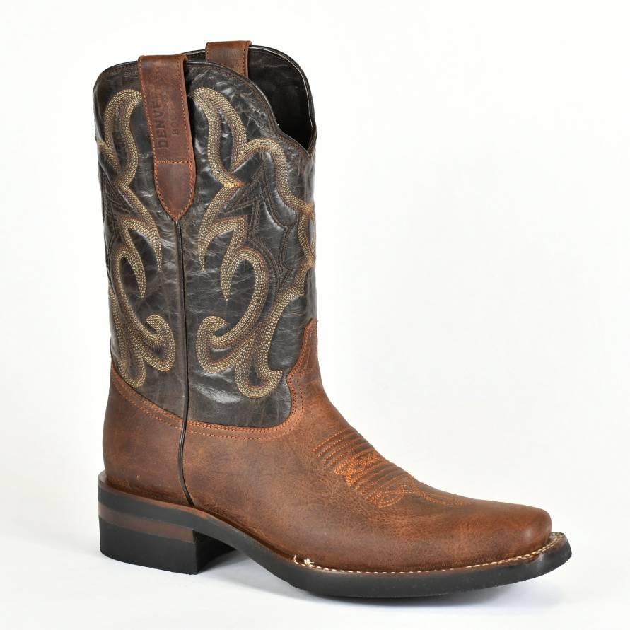 Denver Mountain Men’s Square Toe Cognac Leather Rodeo Boot Montana - BootSolution