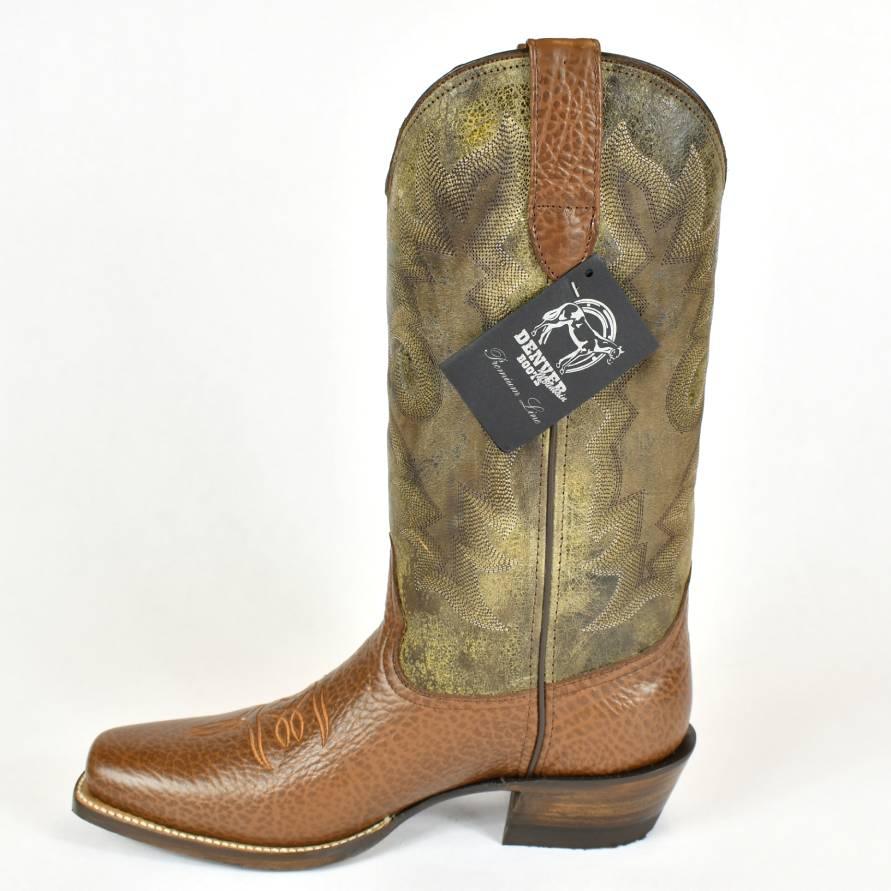 Denver Mountain Western Riding Boot with Tan Shoulder Leather, Riding Heel - BootSolution