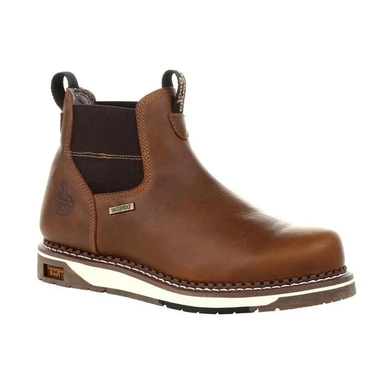 Georgia Boot Men’s AMP LT Wedge Steel Toe Waterproof Chelsea Work Boot GB00353 - BootSolution