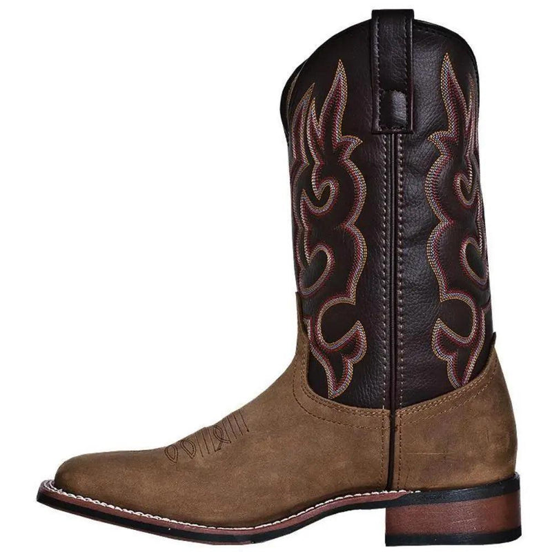 Laredo Men's Lodi Taupe Square Toe Chocolate Leather Western Boot 7898 - BootSolution