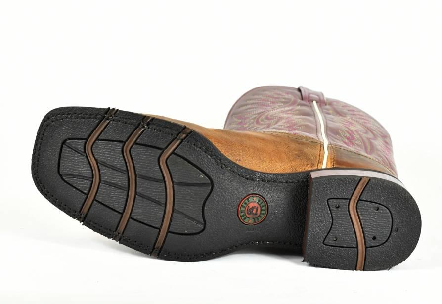 Laredo Roper Cowboy Boot-Brown Leather with Mauve Shaft 3-49 - BootSolution