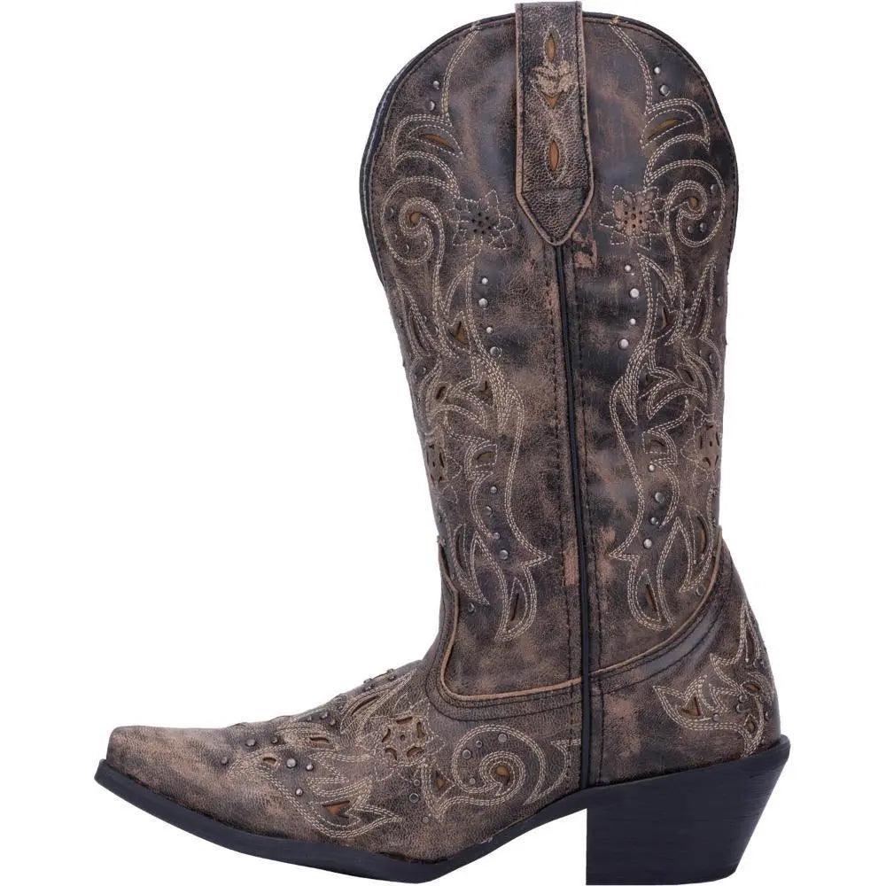 Laredo Vanessa Black Tan Snip Toe Wide Calf Leather Boot 52050 - BootSolution