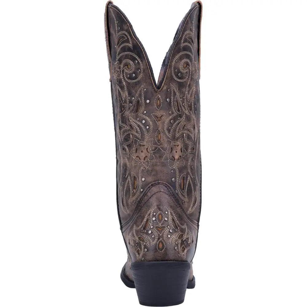 Laredo Vanessa Black Tan Snip Toe Wide Calf Leather Boot 52050 - BootSolution