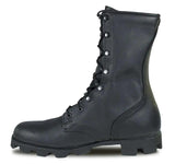 McRae Black All-Leather Combat Boot with Panama Sole 6189 - BootSolution