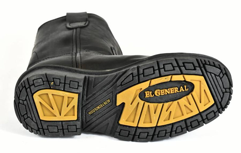 Black Leather Steel Toe Pull-On Work Boots -El General Wellington Boots 710-1 - BootSolution