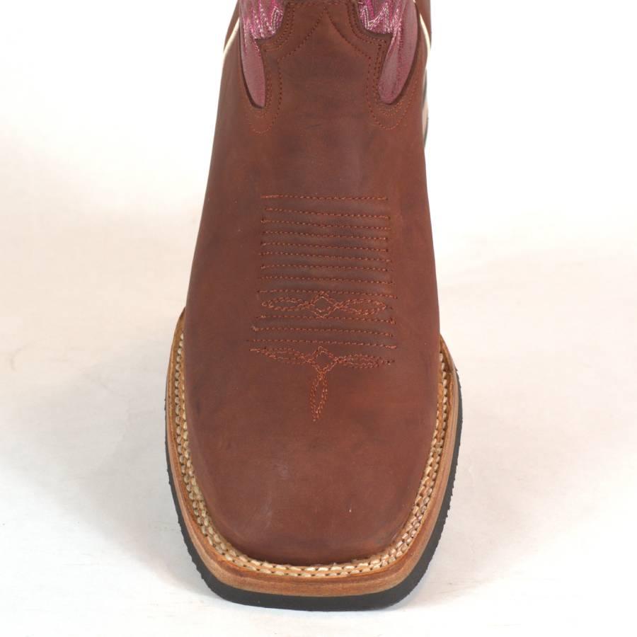 Bonanza Chedron Leather Square Toe, Rubber Sole Rodeo Boot BA4004 - BootSolution