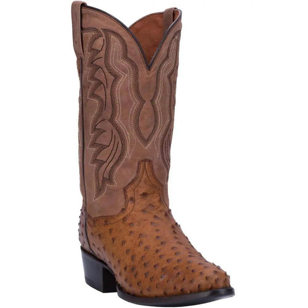 Dan Post Exotic Full Quill Ostrich Skin Round Toe Cowboy Boot DP2323 - BootSolution