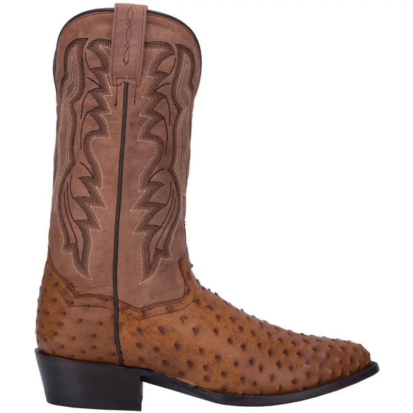 Dan Post Exotic Full Quill Ostrich Skin Round Toe Cowboy Boot DP2323 - BootSolution