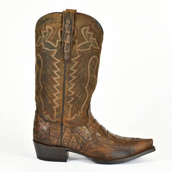 DAN POST MEN’S BROWN CAIMAN LEATHER COWBOY BOOT - BootSolution