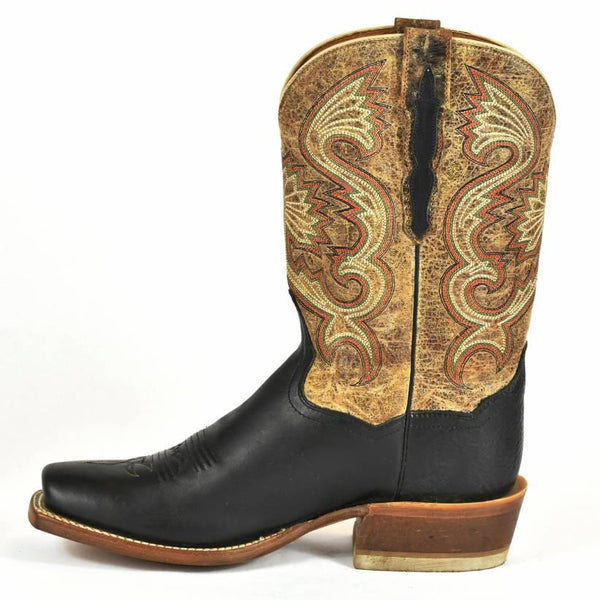 Dan Post Roper Cowboy Boot- Cowboy Certified- Black Leather-Square Toe 130 - BootSolution