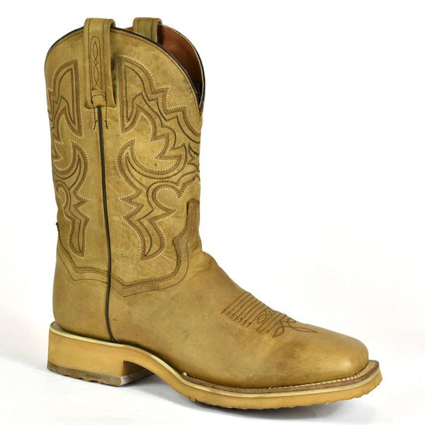 Dan Post Roper Cowboy Boot- Tan Leather- Cowboy Certified Square Toe 5-2 - BootSolution