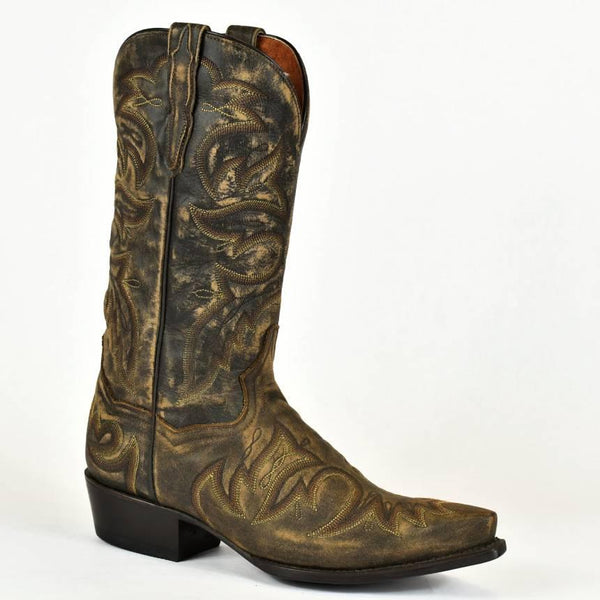 Dan Post Snip Toe Distressed Brown Leather Cowboy Boots 2-138 - BootSolution