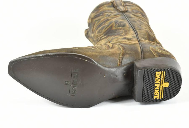 Dan Post Snip Toe Distressed Brown Leather Cowboy Boots 2-138 - BootSolution