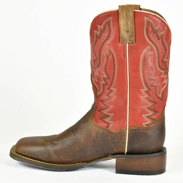 Dan Post Square Toe Distressed Brown Leather Roper Cowboy Boots 4-131 - BootSolution