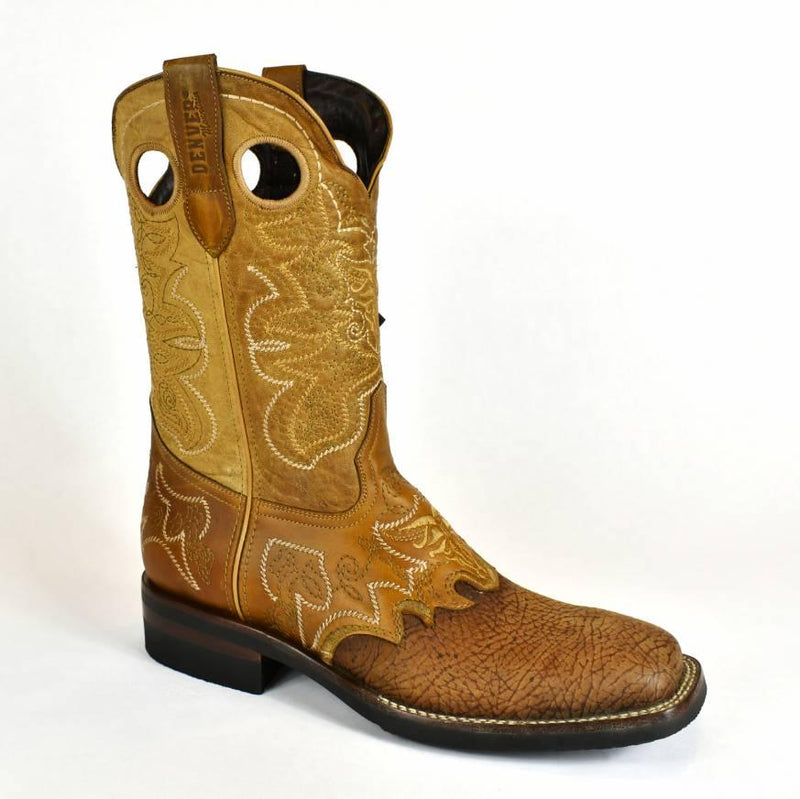 Denver Mountain Rubber Sole Cowboy Boot-French Toe, Oryx Nubuck Shoulder - BootSolution