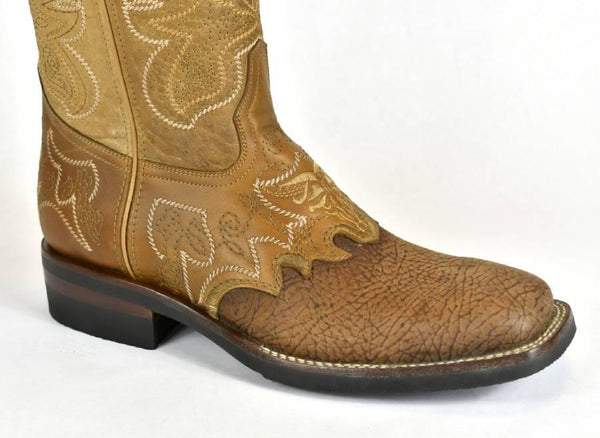 Denver Mountain Rubber Sole Cowboy Boot-French Toe, Oryx Nubuck Shoulder - BootSolution