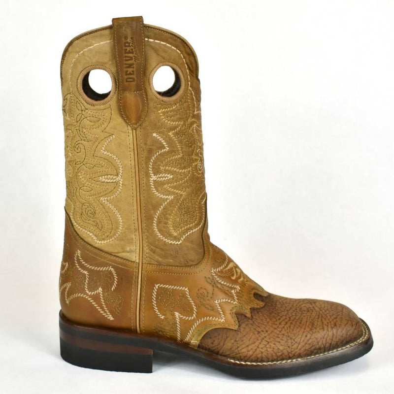 Denver Mountain Rubber Sole Cowboy Boot-French Toe, Oryx Nubuck Shoulder - BootSolution