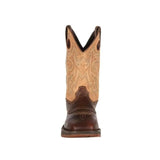 Durango Men's Western Work Boots – Pull-On Style, Distressed Leather, Waterproof, Square Toe, 1 3/8 Inch Heel