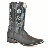 El Norteno Family Black Leather, Leather Sole Rodeo Cowboy Boot-221 - BootSolution