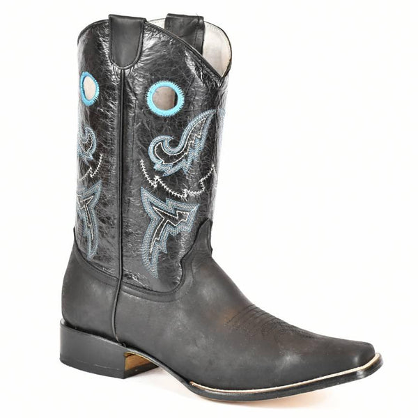 El Norteno Family Black Leather, Leather Sole Rodeo Cowboy Boot-221 - BootSolution