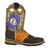 El Tejano Brown and Tan Leather Roper Cowboy Boot-801 - BootSolution