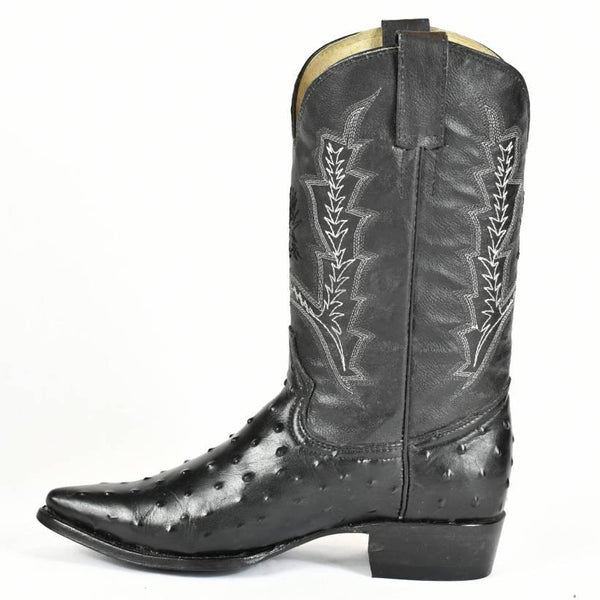 El Tejano Full Quill Ostrich Print Leather Pointed Toe Cowboy Boot 121373 - BootSolution