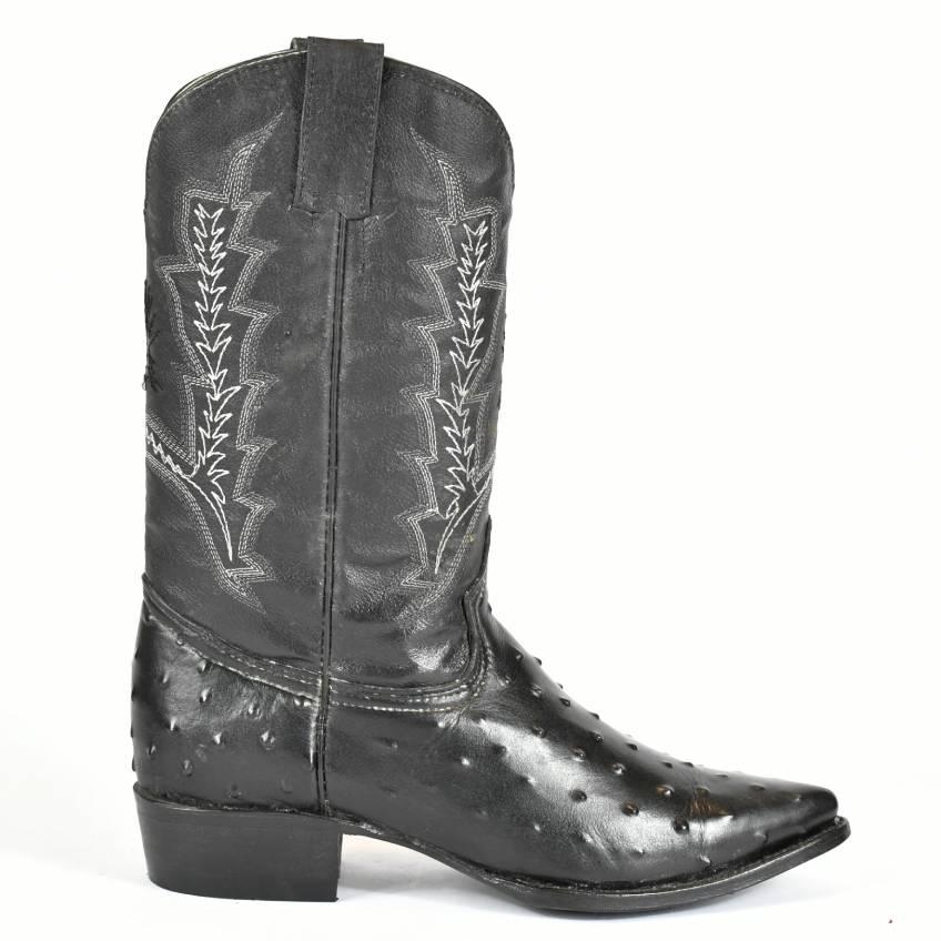 El Tejano Full Quill Ostrich Print Leather Pointed Toe Cowboy Boot 121373 - BootSolution