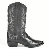 El Tejano Full Quill Ostrich Print Leather Pointed Toe Cowboy Boot 121373 - BootSolution