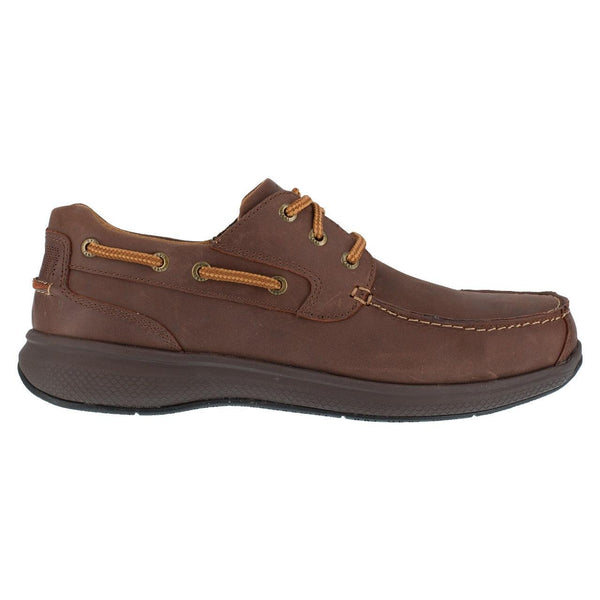 Florsheim Men’s Crazy Horse Memory Foam Comfort Steel Toe Boat Shoe FS2326 - BootSolution