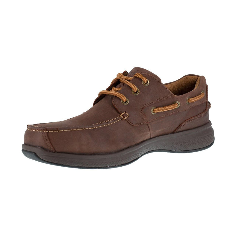 Florsheim Men’s Crazy Horse Memory Foam Comfort Steel Toe Boat Shoe FS2326 - BootSolution