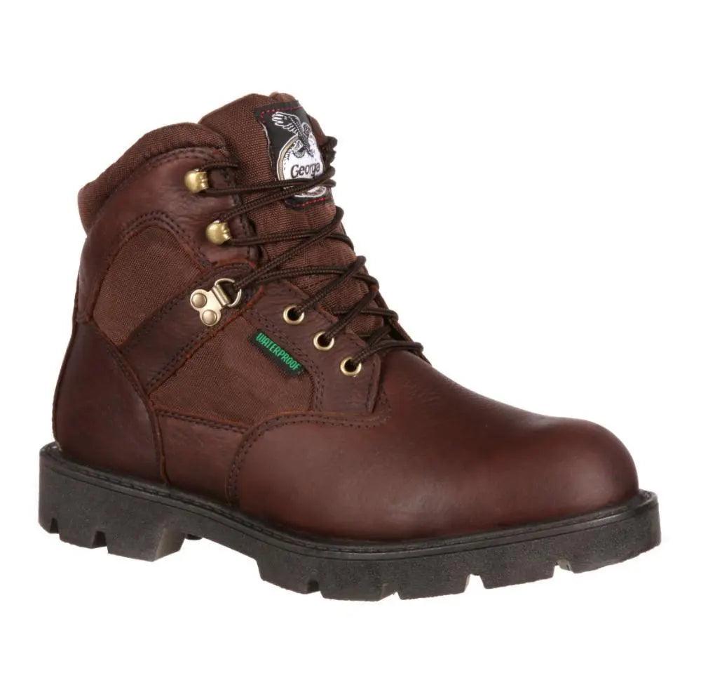 Georgia Boot Mens 6â€? Brown Steel Toe Waterproof Work Boot G105 - BootSolution