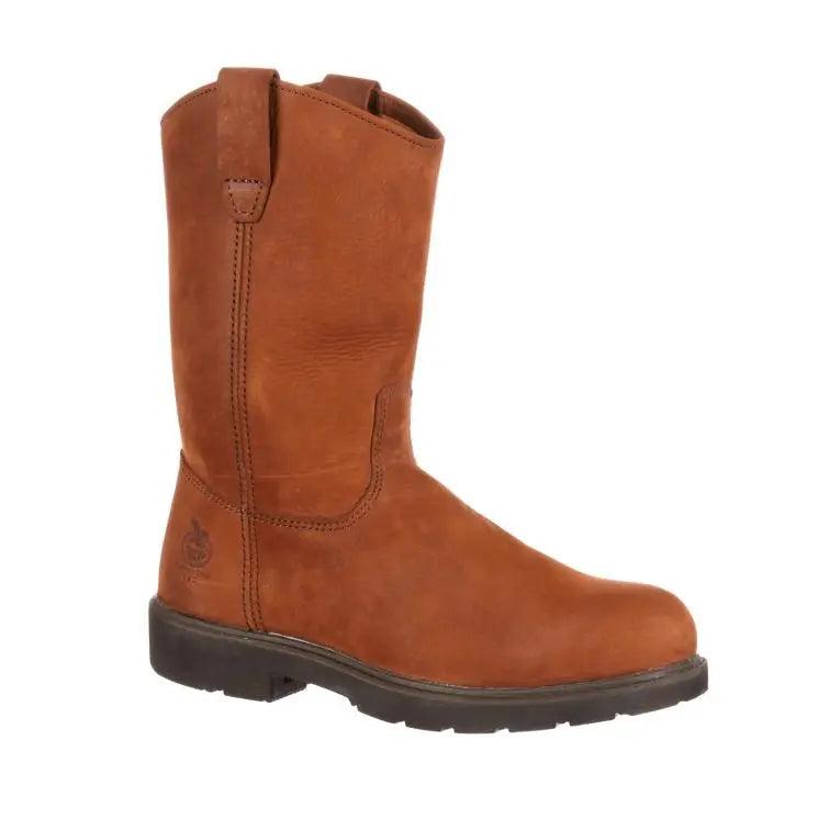 Georgia Mens Pull-On Wellington Steel Toe SD Work Boot G4673 - BootSolution