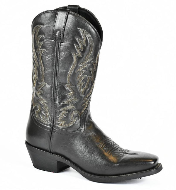 Laredo Men's Black Leather Square Toe Roper Cowboy Boot 3-51 - BootSolution