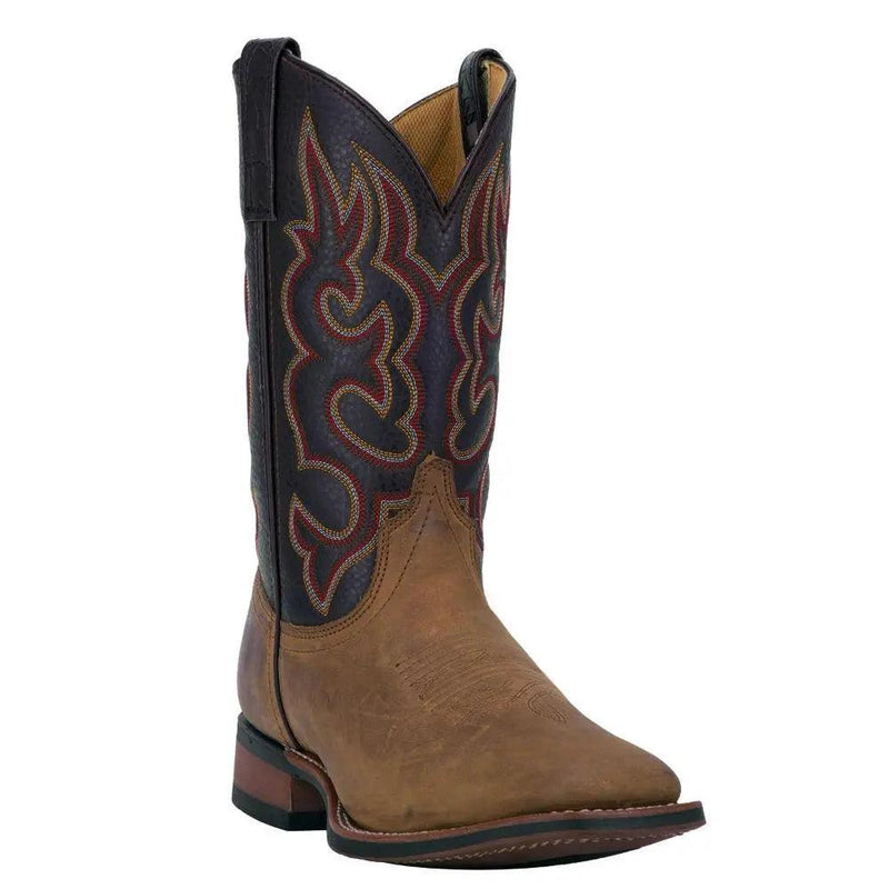 Laredo Men's Lodi Taupe Square Toe Chocolate Leather Western Boot 7898 - BootSolution
