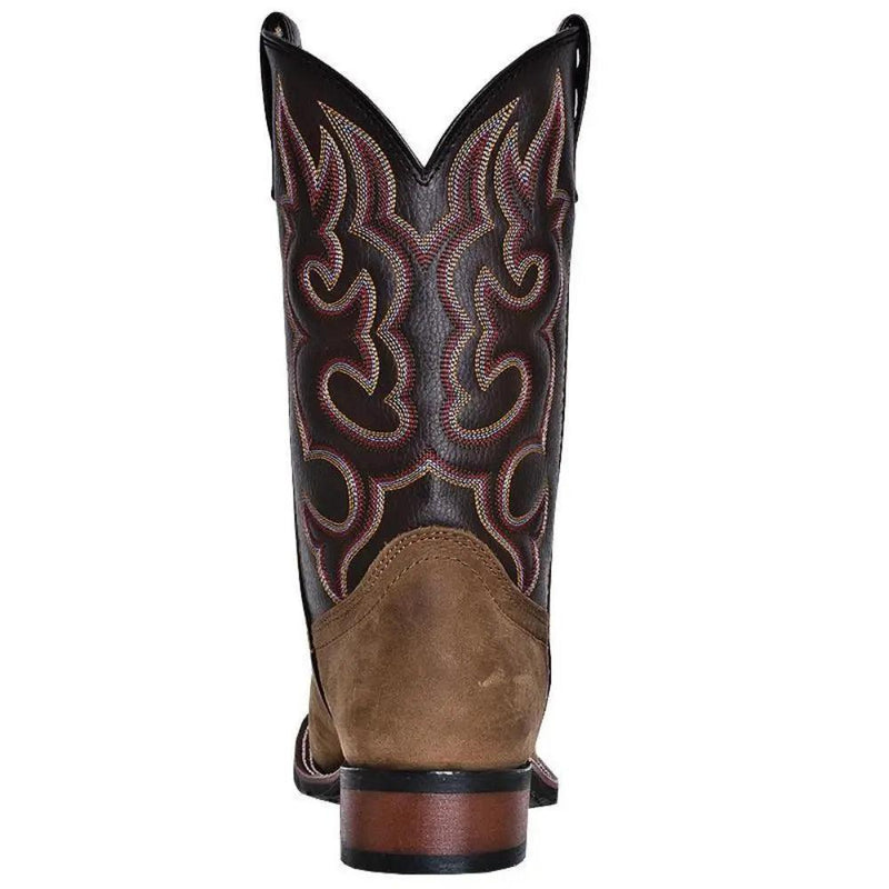 Laredo Men's Lodi Taupe Square Toe Chocolate Leather Western Boot 7898 - BootSolution