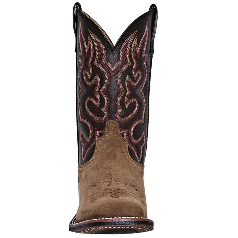 Laredo Men's Lodi Taupe Square Toe Chocolate Leather Western Boot 7898 - BootSolution