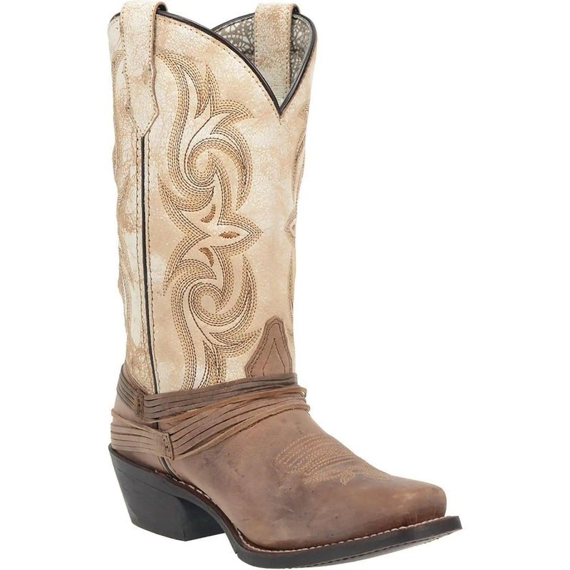 Laredo Myra Square Toe Sand White Leather Women's Western Boot 51091 - BootSolution