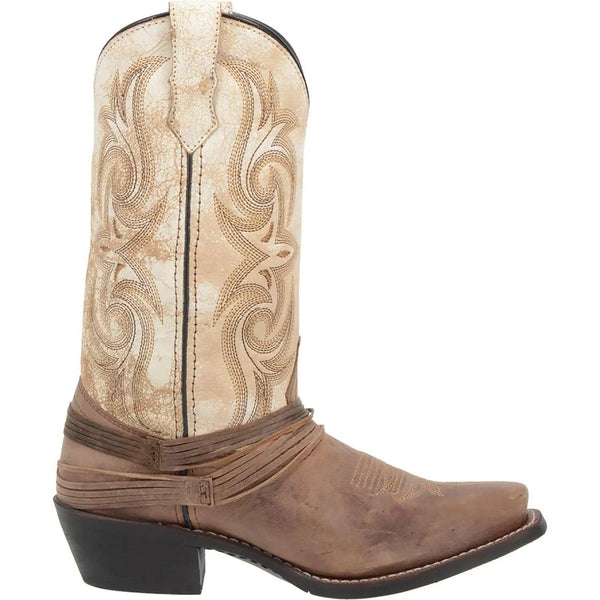 Laredo Myra Square Toe Sand White Leather Women's Western Boot 51091 - BootSolution
