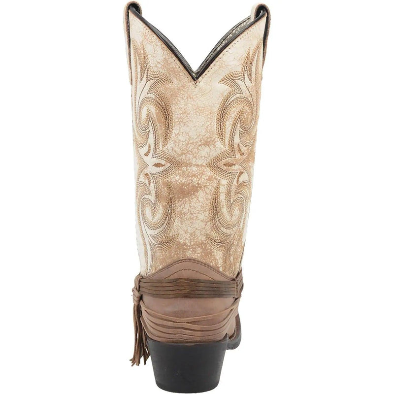 Laredo Myra Square Toe Sand White Leather Women's Western Boot 51091 - BootSolution