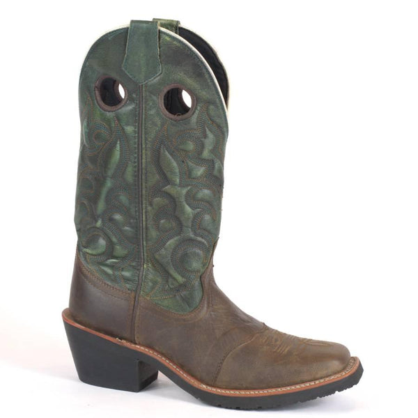 Laredo Roper Cowboy Boot-Brown Leather with Deep Green Shaft 9-2 - BootSolution