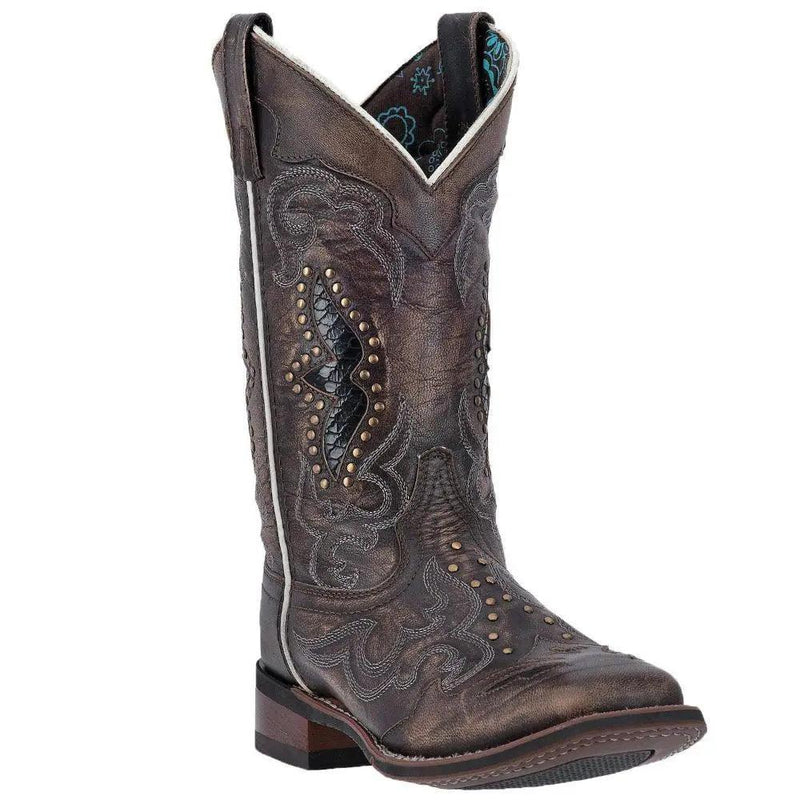 Laredo Spellbound Square Toe Black-Tan Leather Western Boot 5660 ...