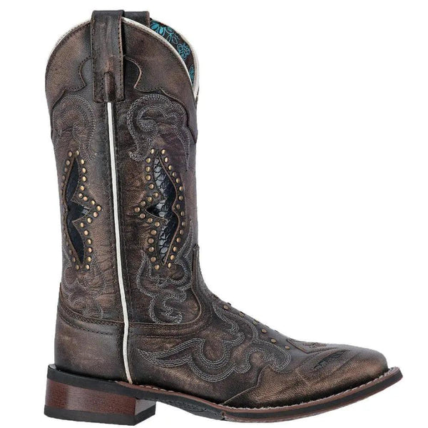 Laredo Spellbound Square Toe Black-Tan Leather Western Boot 5660 - BootSolution