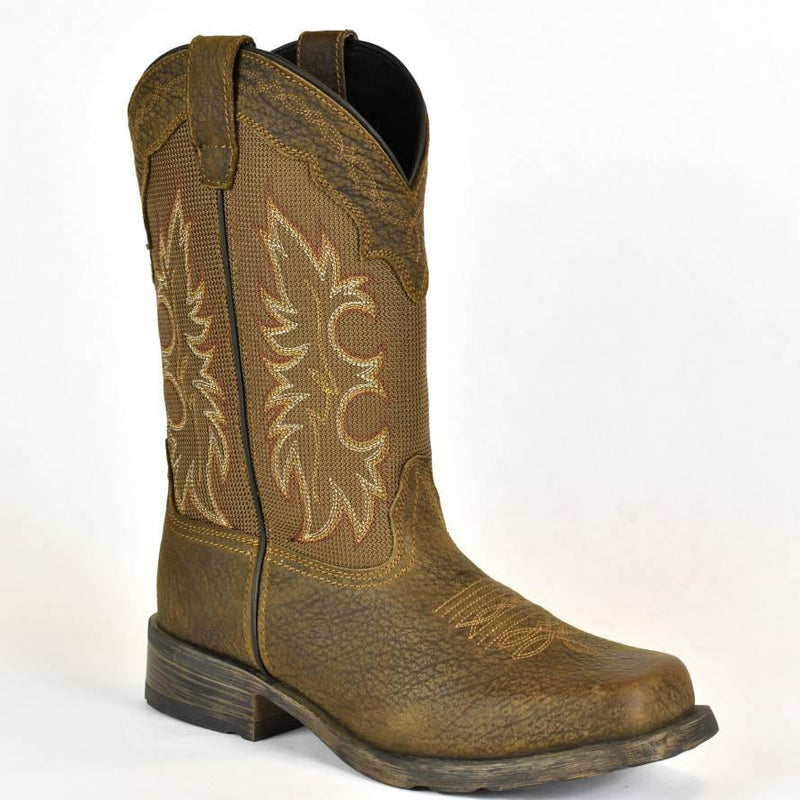 Laredo Square Toe Brown Shoulder Leather Cowboy Boots 4-17 - BootSolution