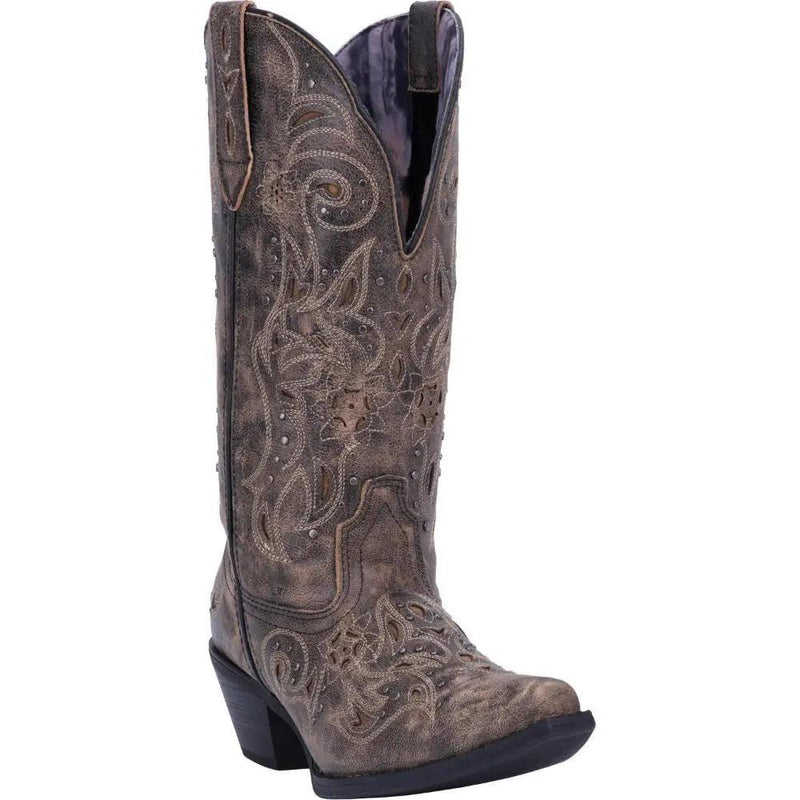 Laredo Vanessa Black Tan Snip Toe Wide Calf Leather Boot 52050 - BootSolution