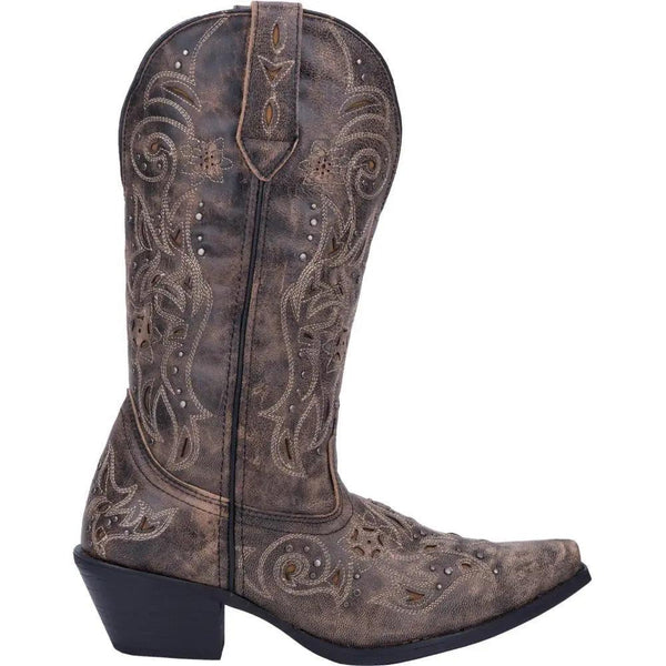 Laredo Vanessa Black Tan Snip Toe Wide Calf Leather Boot 52050 - BootSolution