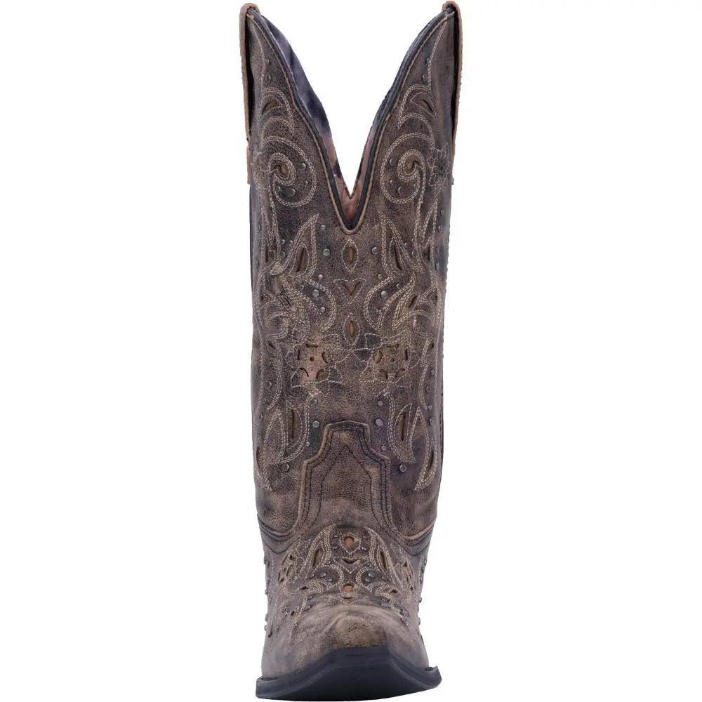 Laredo Vanessa Black Tan Snip Toe Wide Calf Leather Boot 52050 - BootSolution