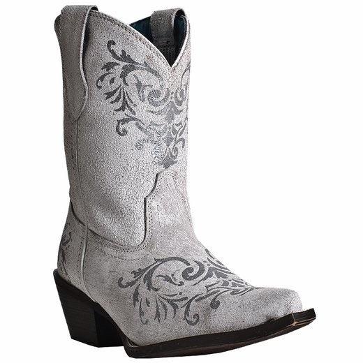 Laredo Women's Snip Toe Antique Tattoo White Cowgirl Boots 4-7 - BootSolution
