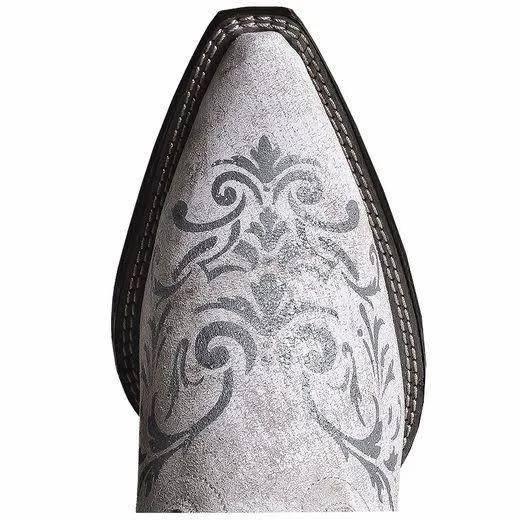 Laredo Women's Snip Toe Antique Tattoo White Cowgirl Boots 4-7 - BootSolution