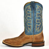 Nocona Men's Roper Cowboy Boot- Blue Denim Shaft - Tan Foot MD5301 - BootSolution