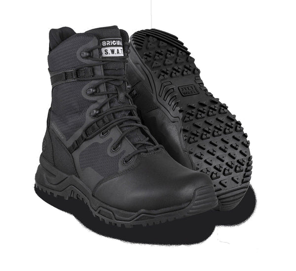 Original S.W.A.T. Alpha Fury 8" Polishable Toe Side Zip Waterproof Black 176601 - BootSolution